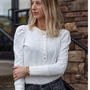 Nation LTD - Clementine Delicate Ruffle Top in Off White